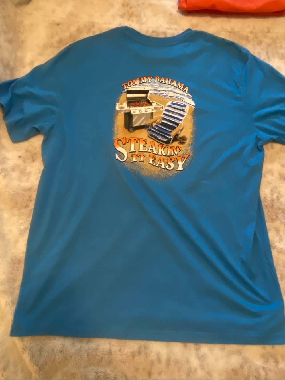 Tommy Bahama Blue Short-Sleeve Tee with 'Steakin' It Easy' Graphic